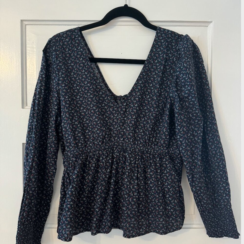 Medium, Madewell blouse, dark blue floral